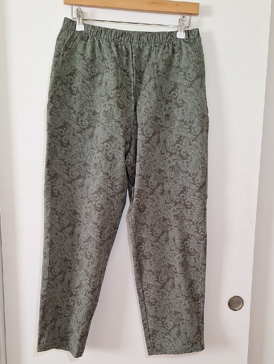 Pants - Denim & Co Olive Paisley Elastic-Waist Pants SP - MP